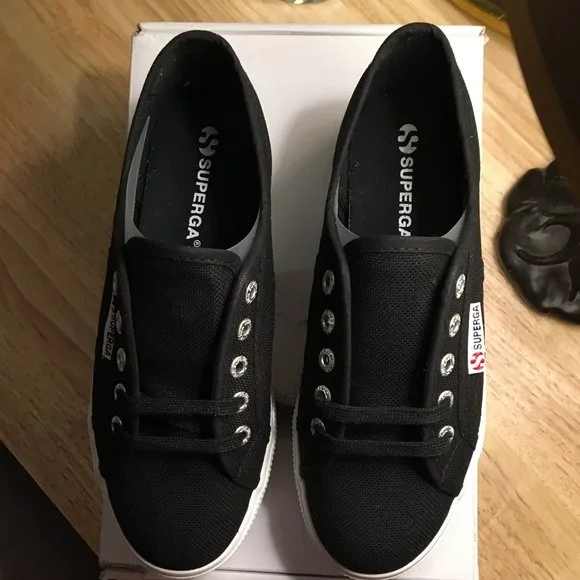 SUPERGA 2790A Platform Sneakers in Black and White Size US 6 New - Picture 6 of 7